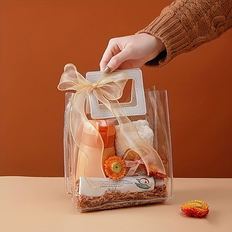 15pcs Heavy-Duty Clear PVC Gift Bags with Handles - Reusable, Ideal for Bridal Showers, Teen Parties, Weddings & Shopping, Party Essentials|Transparent Gift Bags|Durable Gift Bags